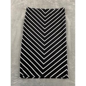Apt. 9 Womens Black White Chevron Stripe Pencil Skirt Lined Midi Size Medium
